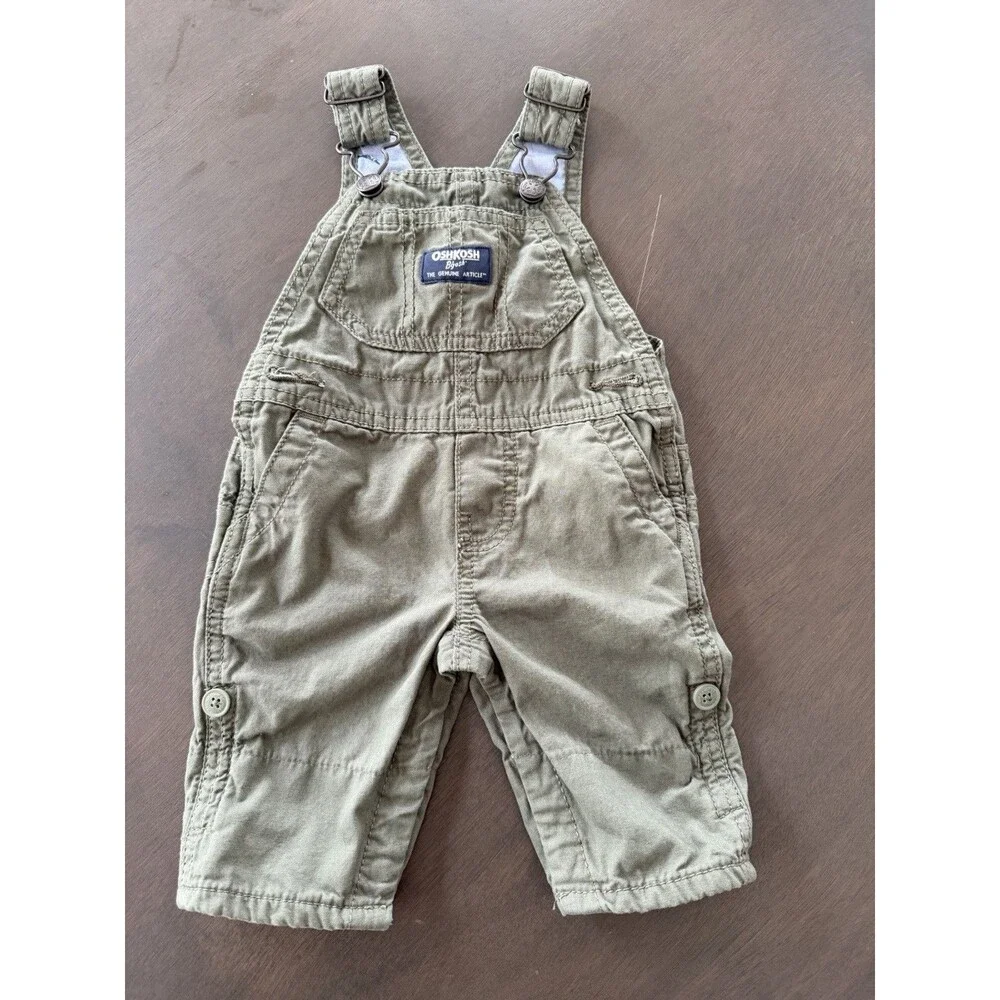 OshKosh Bgosh jumpsuit Baby Olive Green Cotton Classic Carters romper size 3M